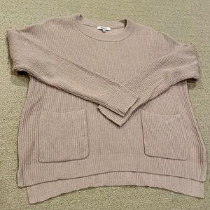 Madewell Knitted Two Pocket Sweater - Size Large, Cream /Tan Color